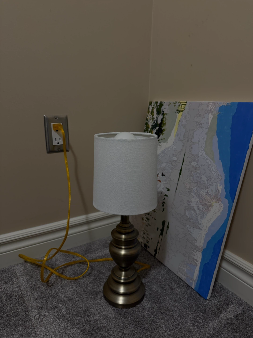 Brass Table Lamp with White Shade