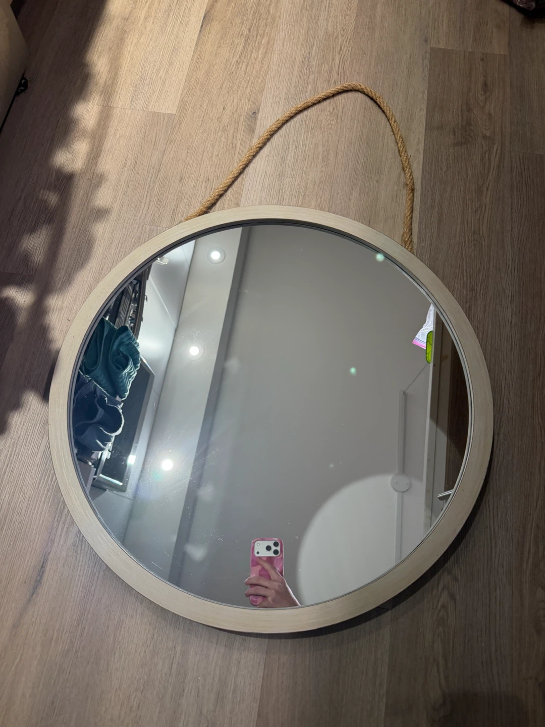Large Round Wall Mirror with Rope