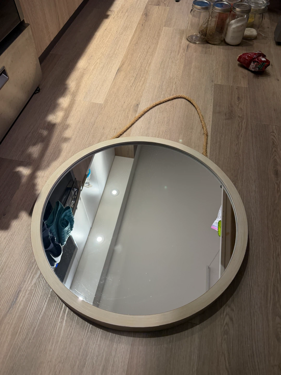 Large Round Wall Mirror with Rope - photo 2