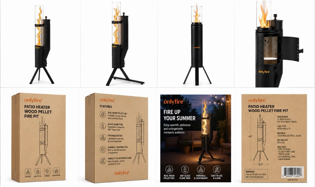 Onlyfire Patio Heater Wood Pellet Fire Pit