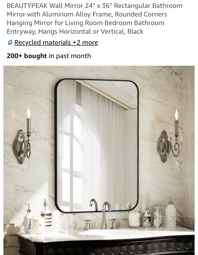 New BEAUTYPEAK Wall Mirror 24" x 36”