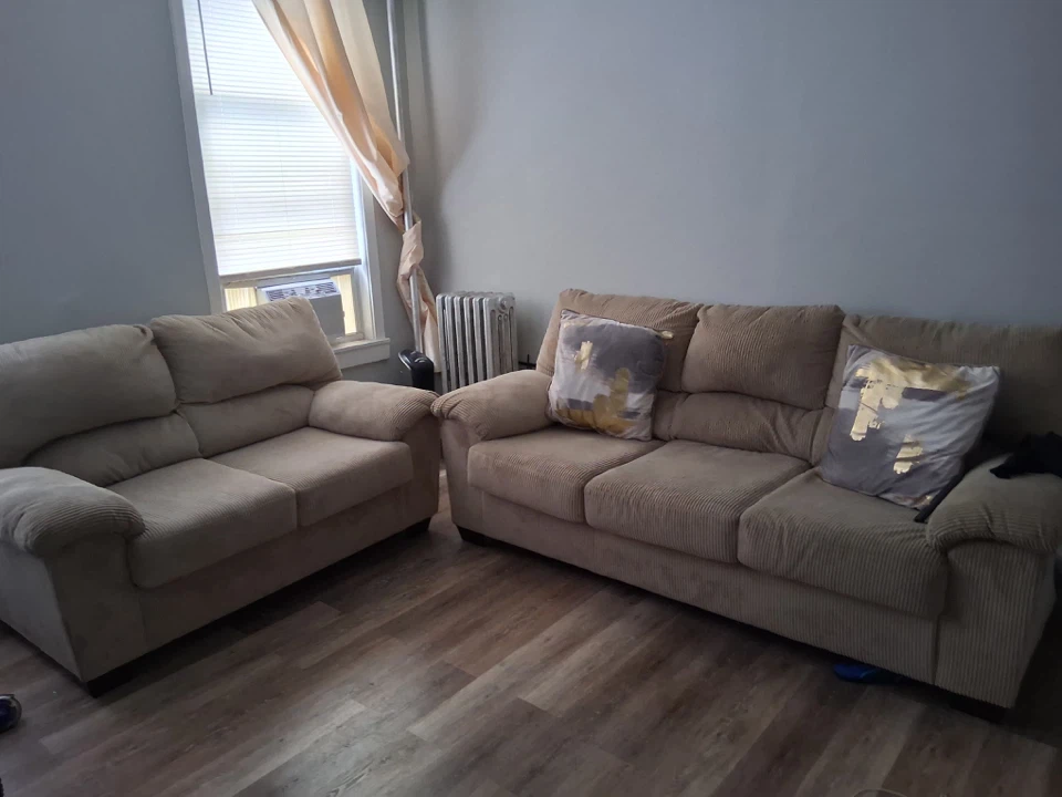 Beige Corduroy Sofa