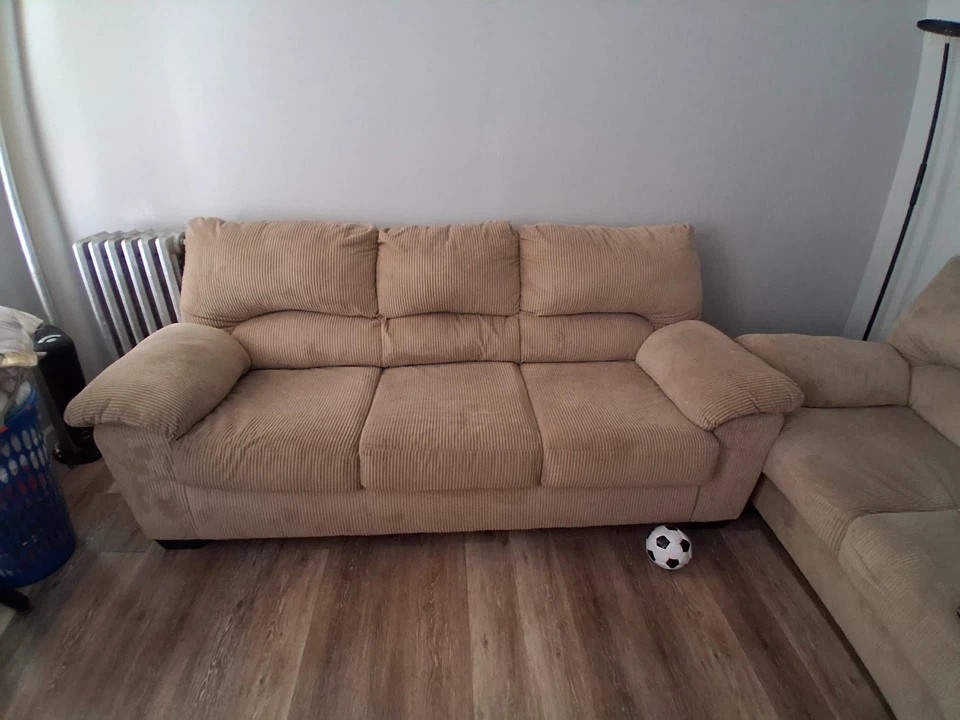 Beige Corduroy Sofa - photo 3