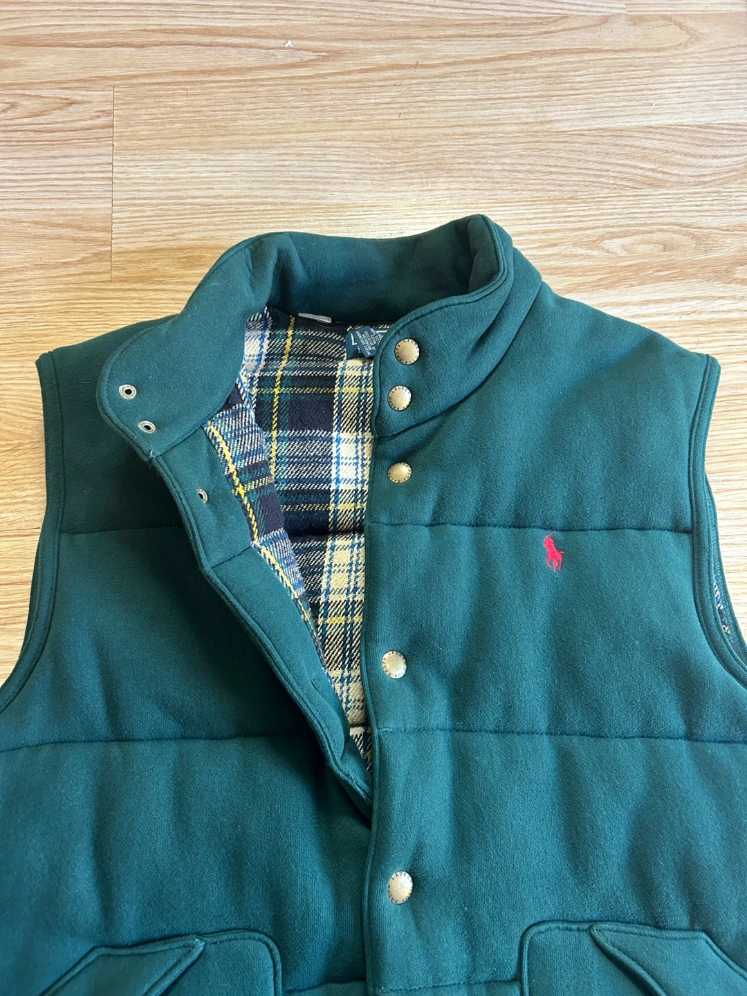 Polo by Ralph Lauren Green Plaid Lined Vest Size 6