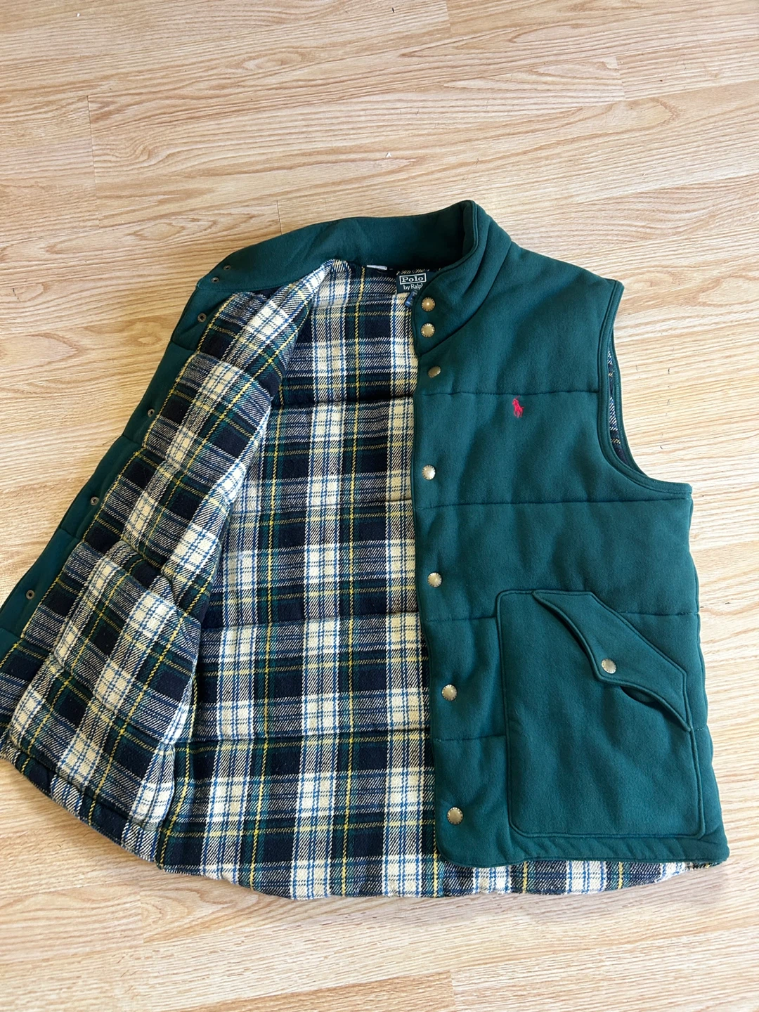 Polo by Ralph Lauren Green Plaid Lined Vest Size 6 - photo 2