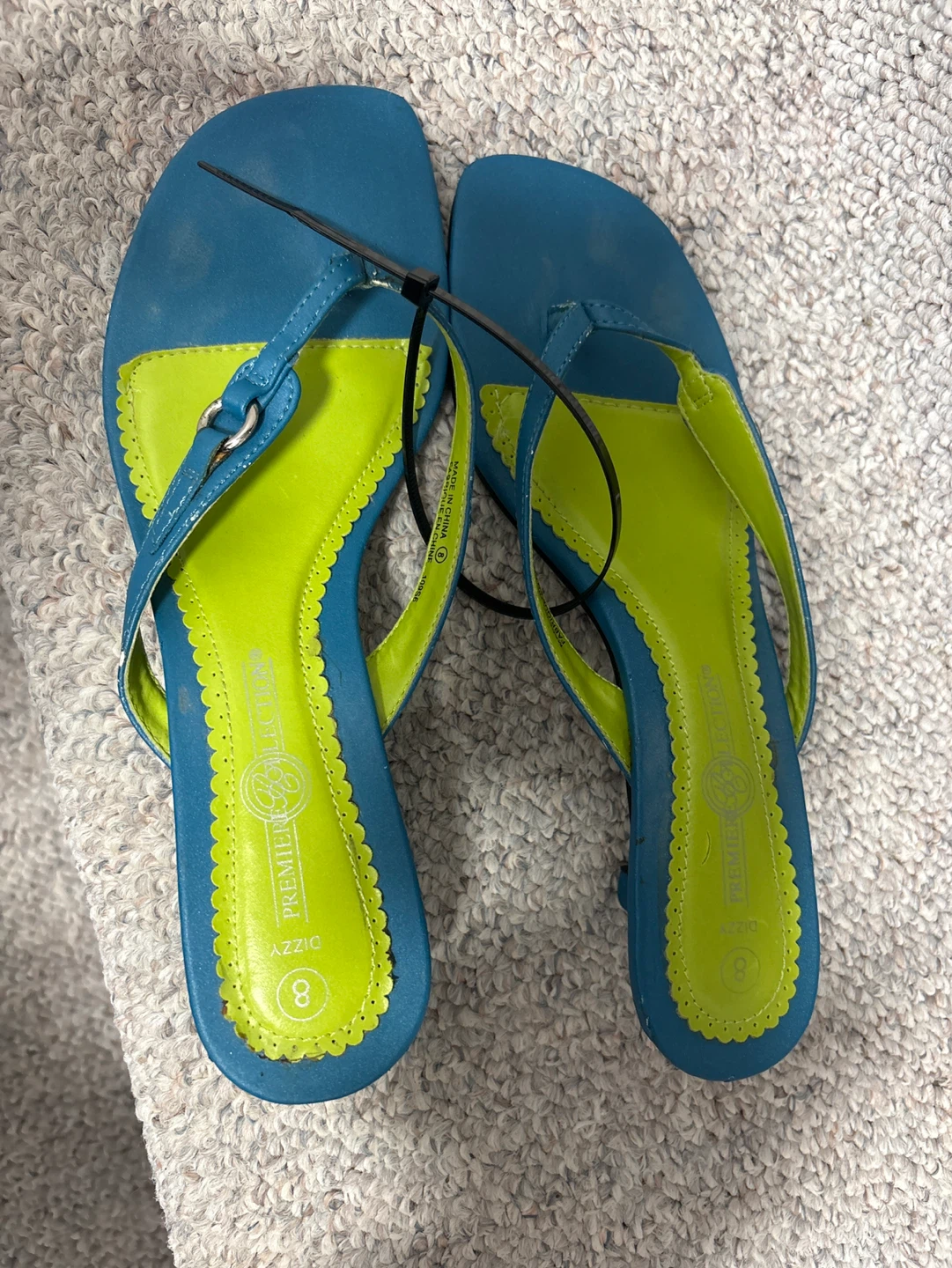 Premier Collection Blue & Yellow Flip Flops Size 8