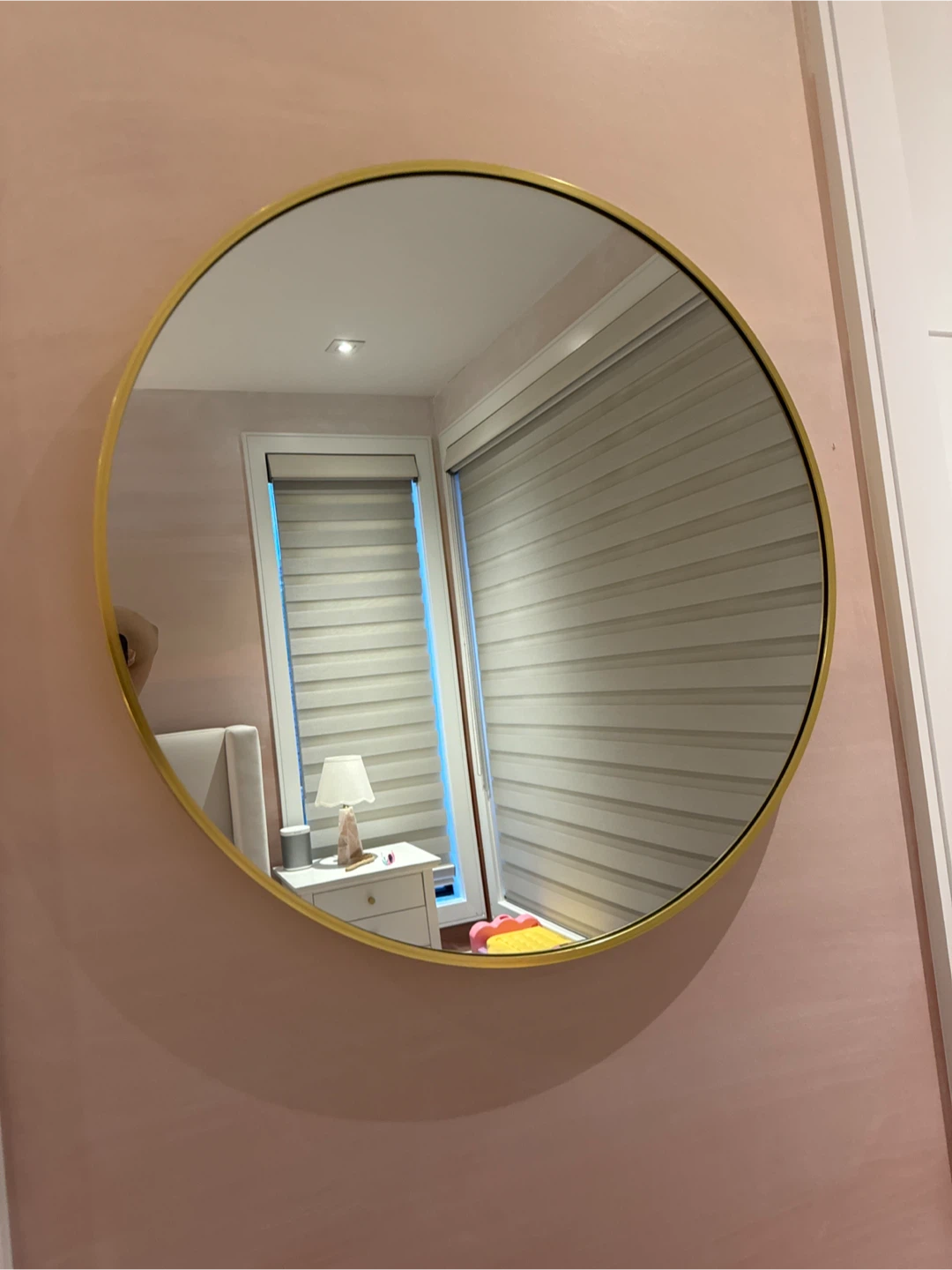 Round Gold Trim Mirror