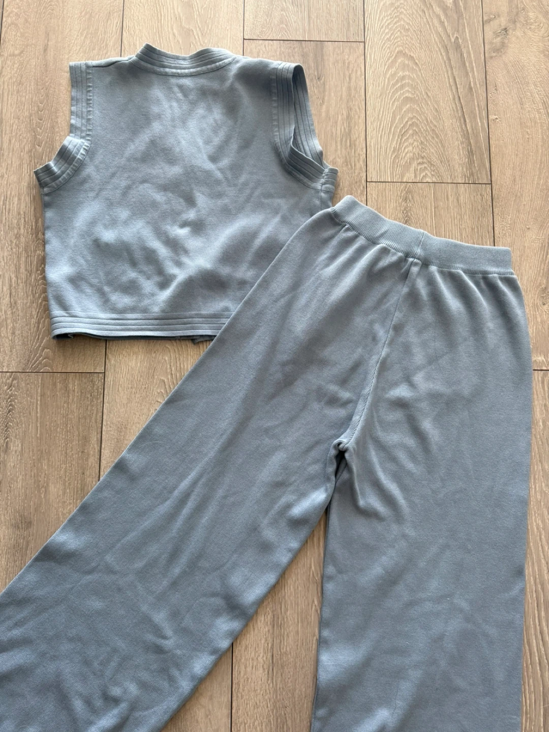 Light Blue Knit Vest and Pants Set - photo 3