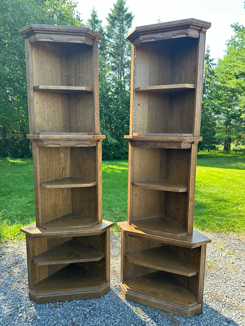 Vintage Belgian Oak Modular Corner Display Shelves (CAN DELIVER)