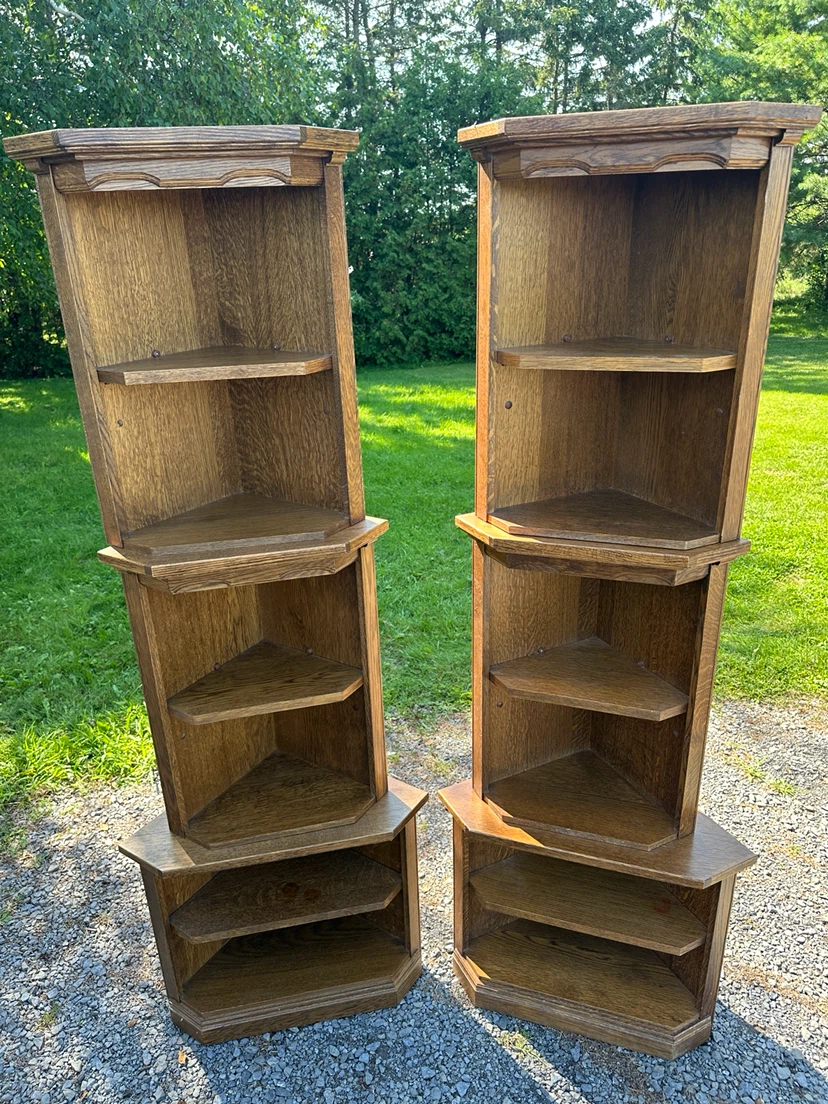 Vintage Belgian Oak Modular Corner Display Shelves (CAN DELIVER) - photo 2