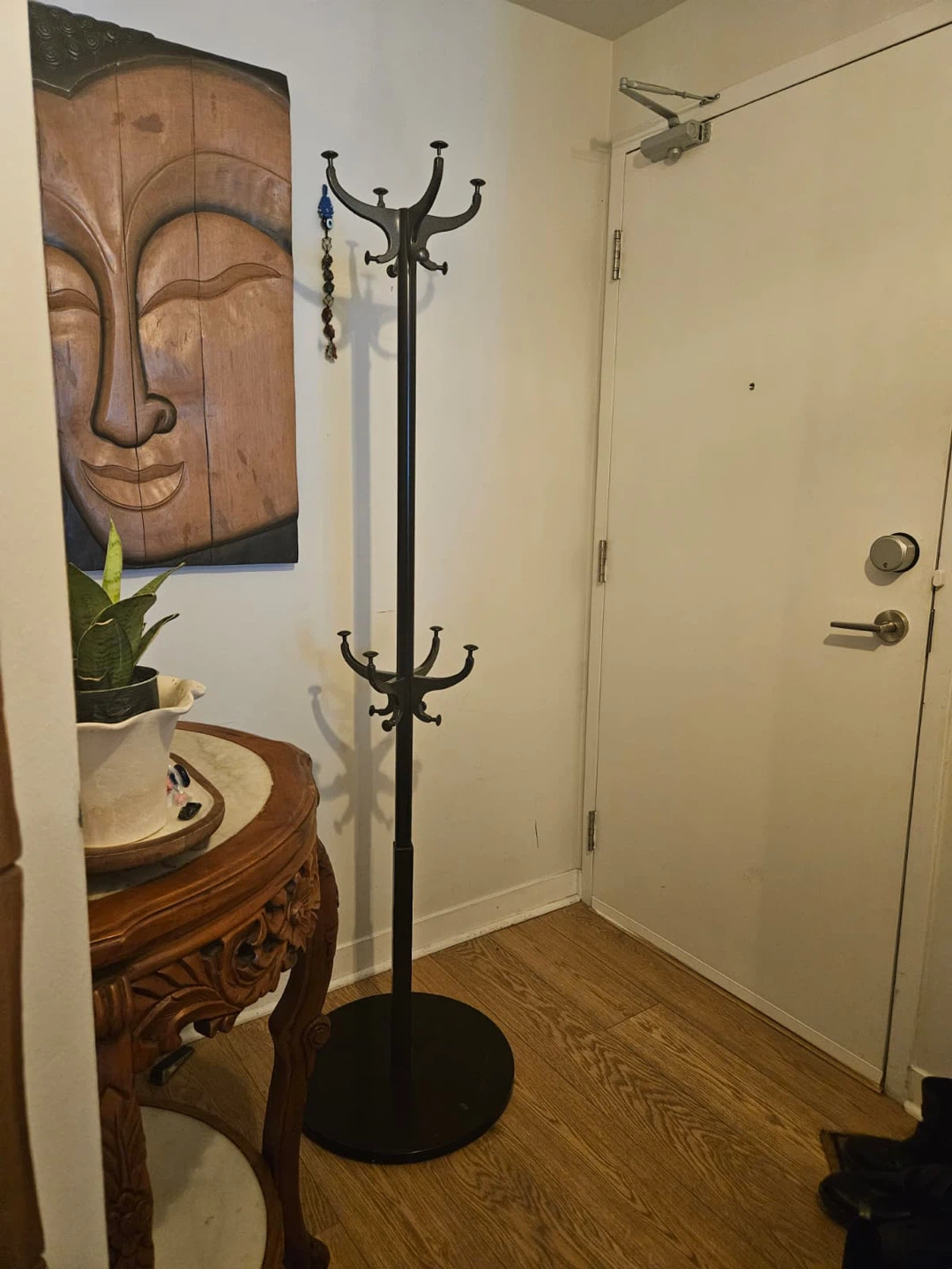 Black Metal Coat Rack with Hooks