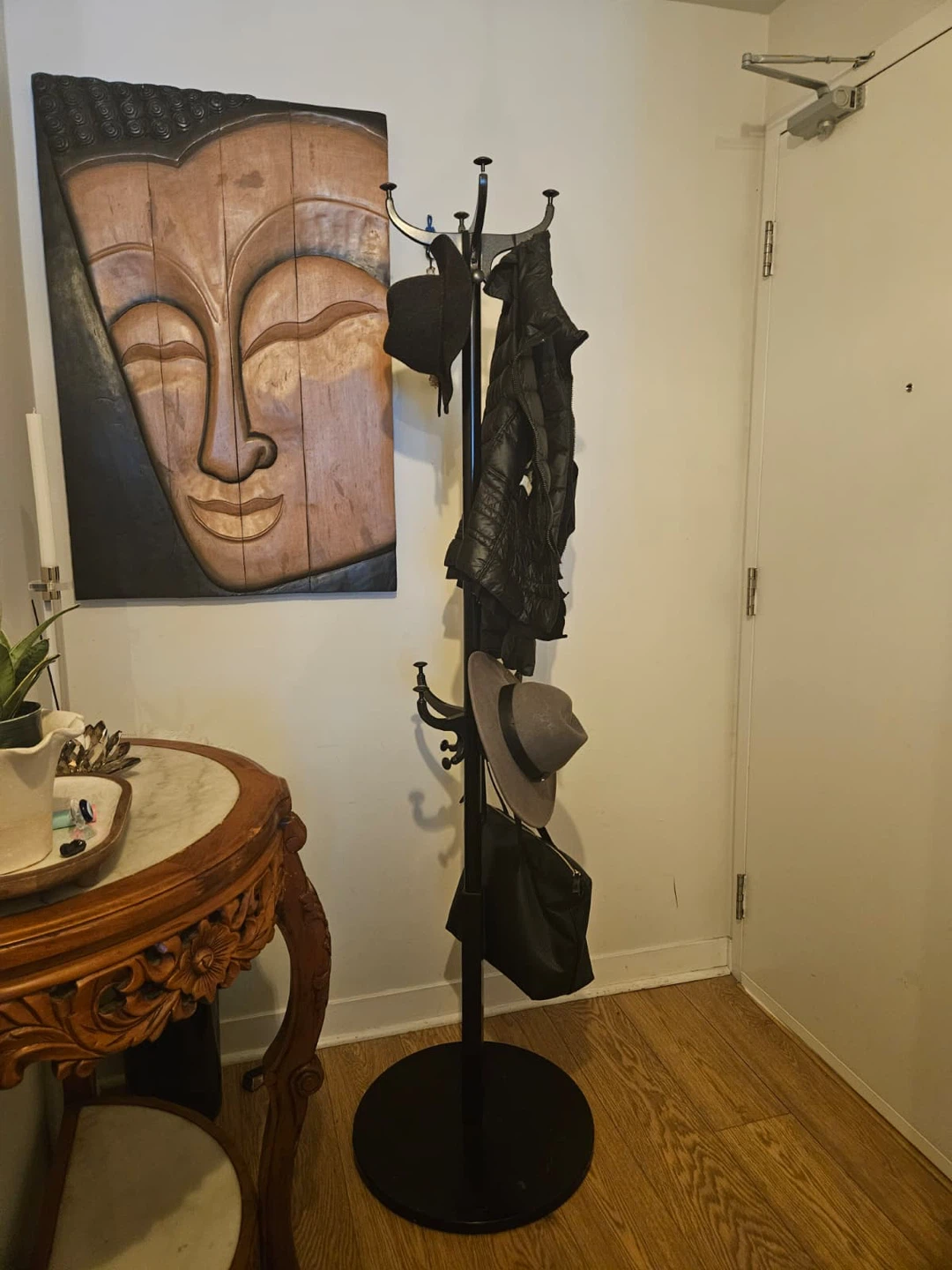 Black Metal Coat Rack with Hooks - photo 2