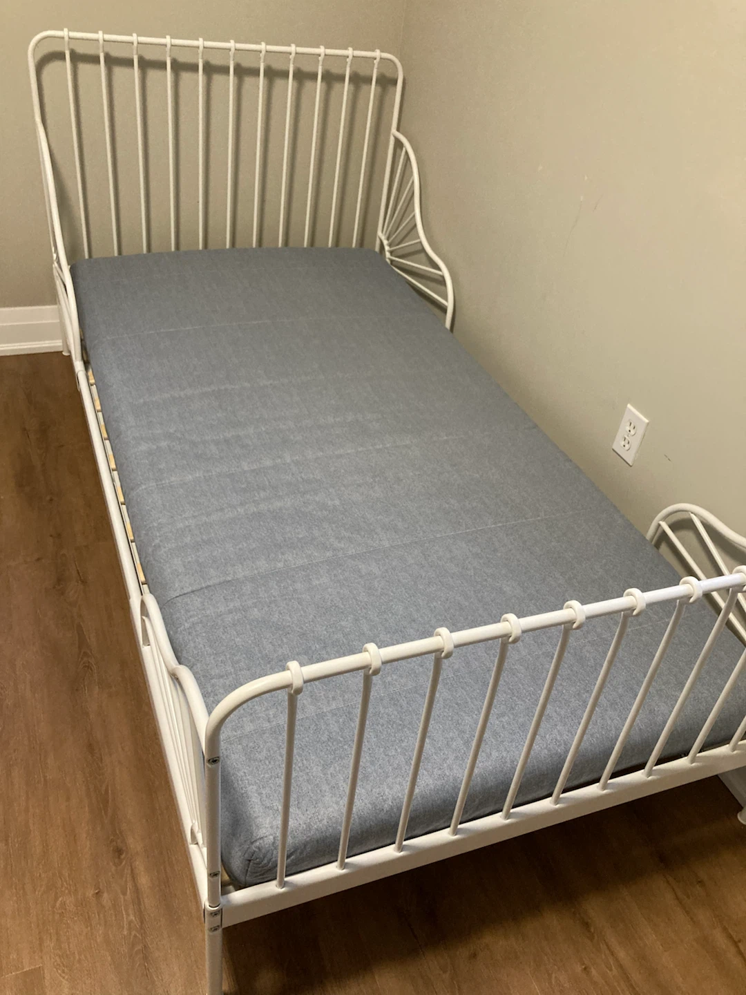 IKEA White Metal Kids Bed Frame with Mattress