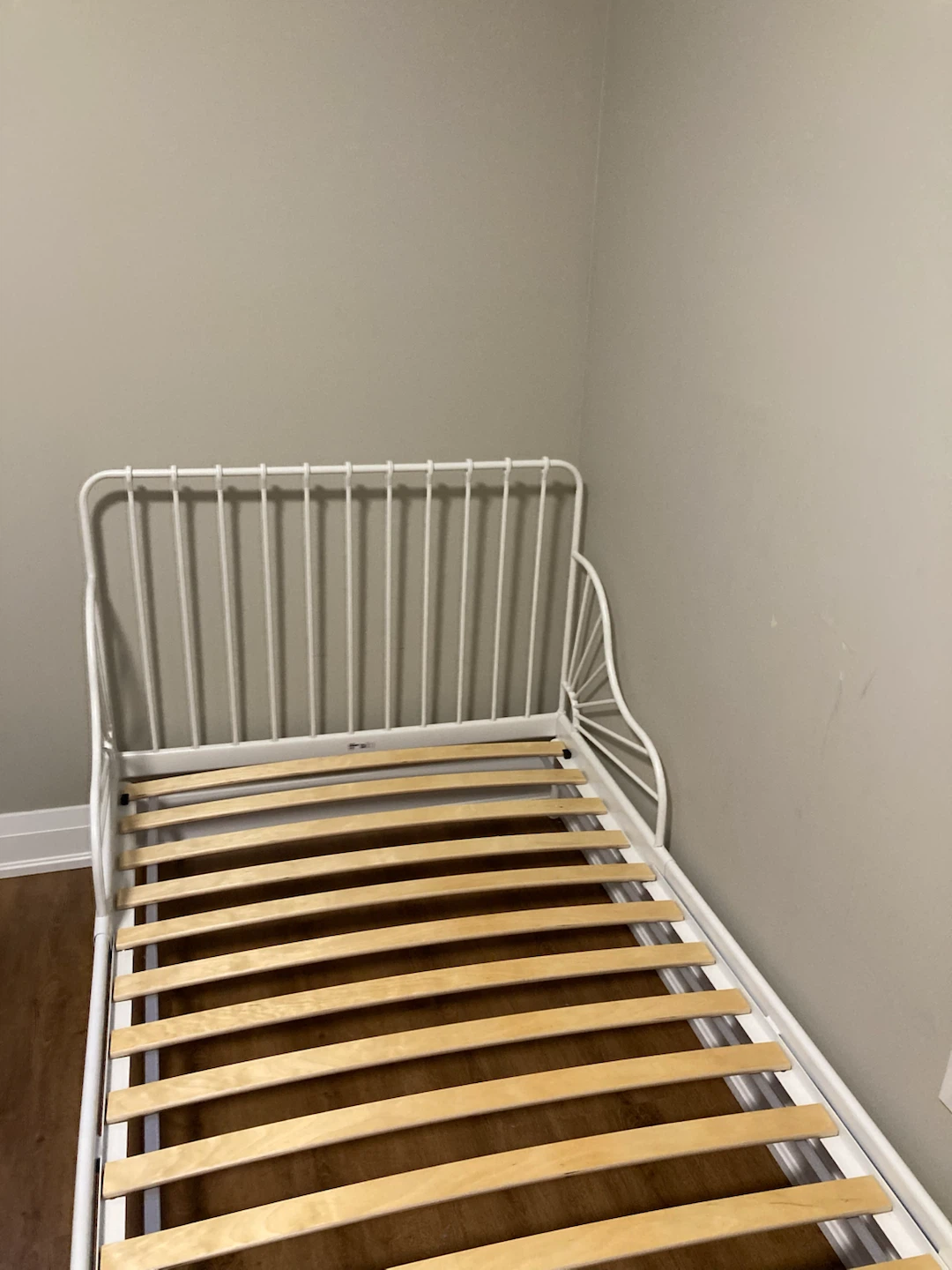 IKEA White Metal Kids Bed Frame with Mattress - photo 2