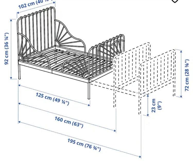 IKEA White Metal Kids Bed Frame with Mattress - photo 3