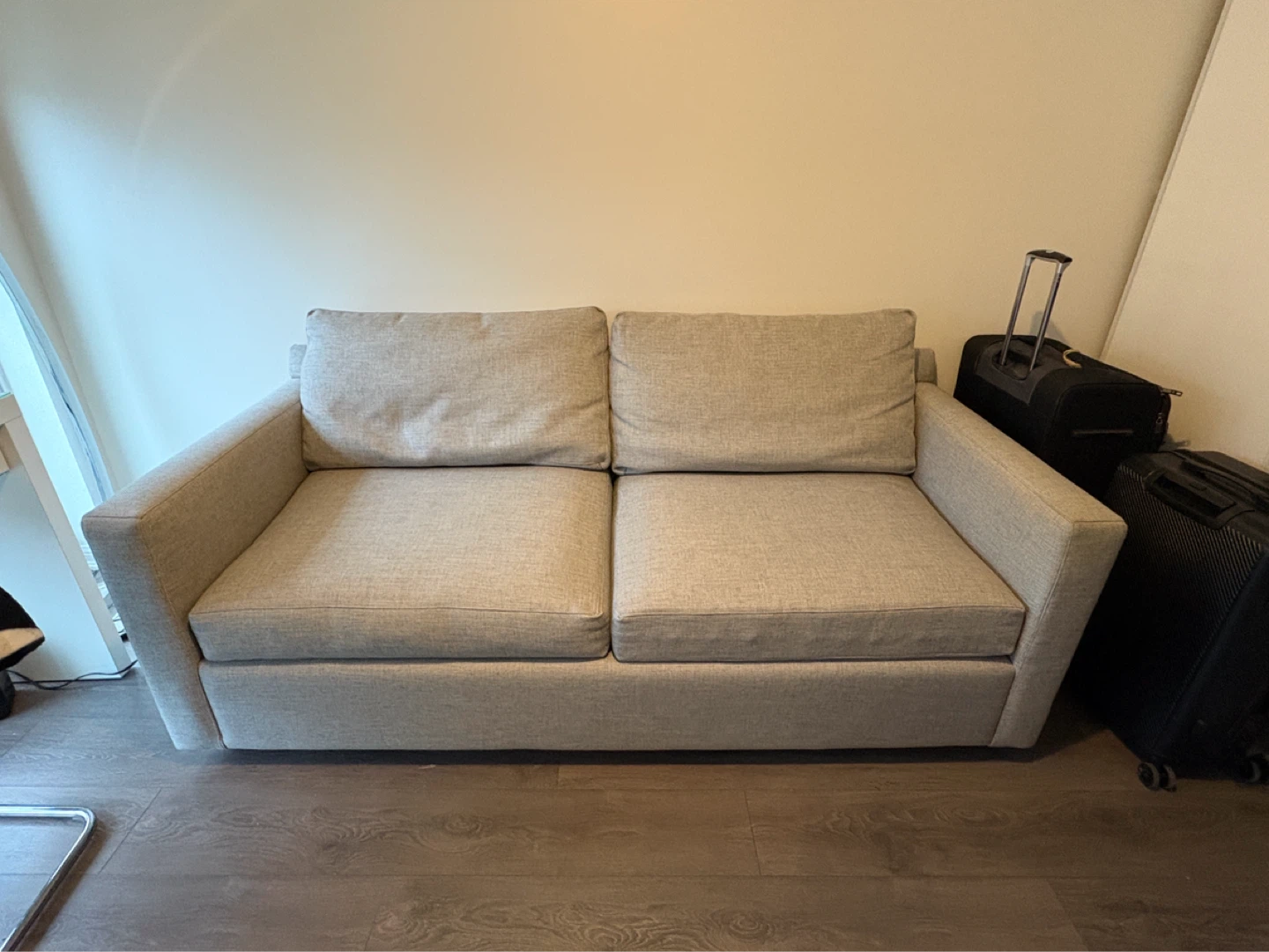 Crate and Barrel Grey Two-Seater Sofa