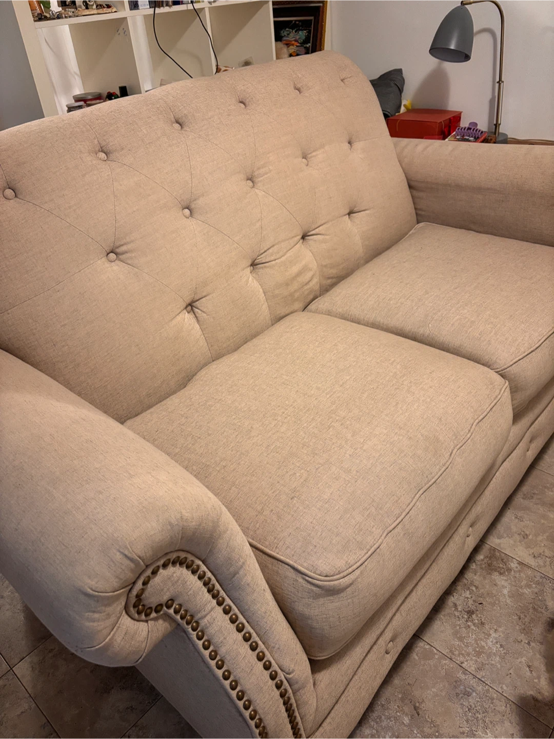 Tufted Beige Loveseat Sofa - photo 3