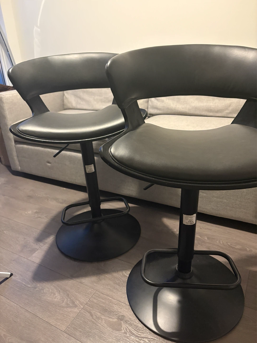 Black Adjustable Bar Stools (Set of 2)