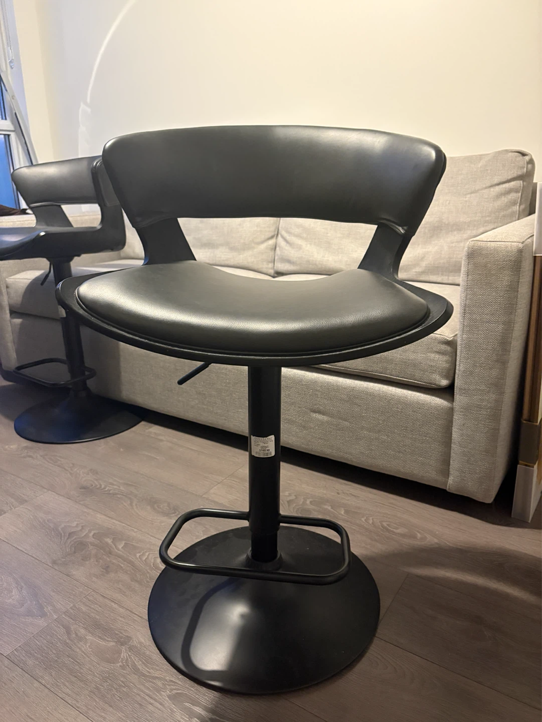 Black Adjustable Bar Stools (Set of 2) - photo 2