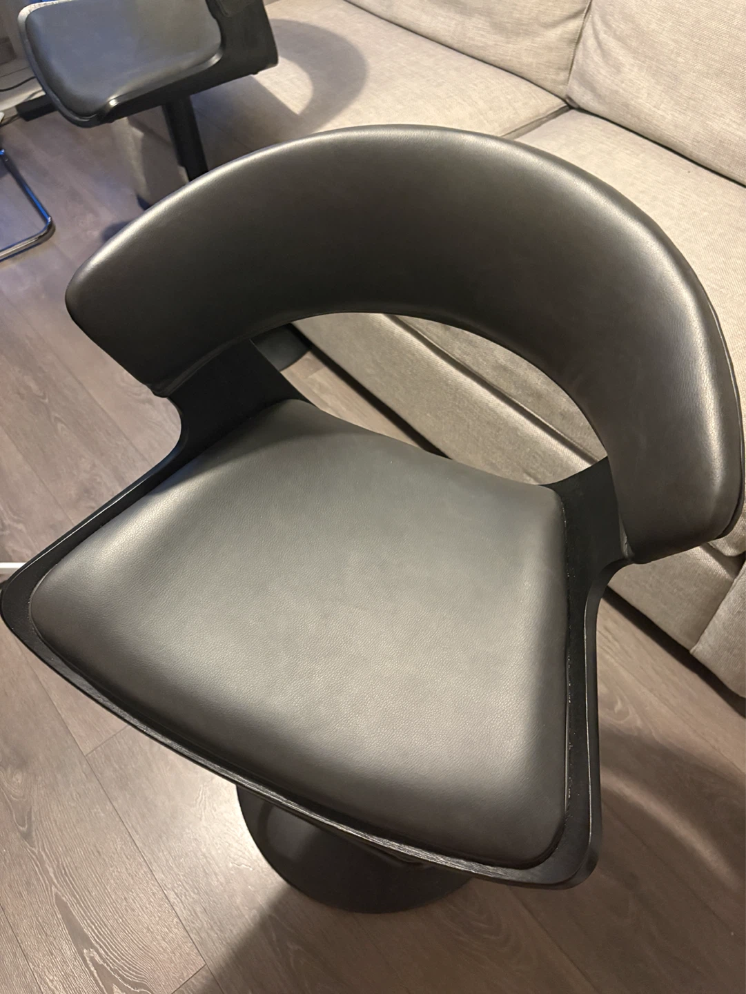 Black Adjustable Bar Stools (Set of 2) - photo 3