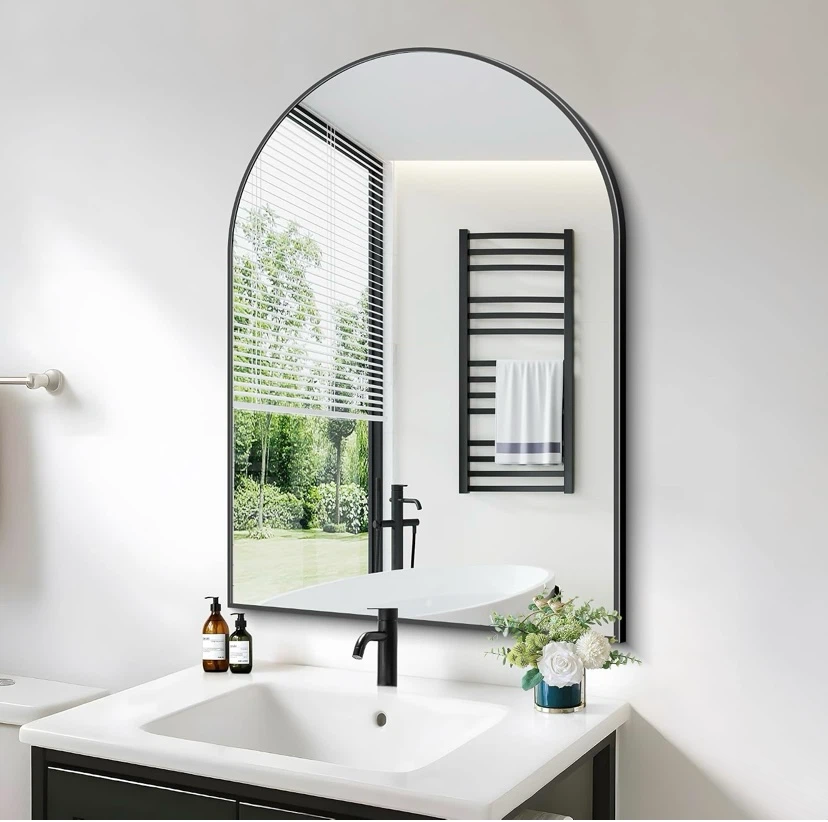 New Arched Mirror, 20"x28" Black Metal Frame - photo 2
