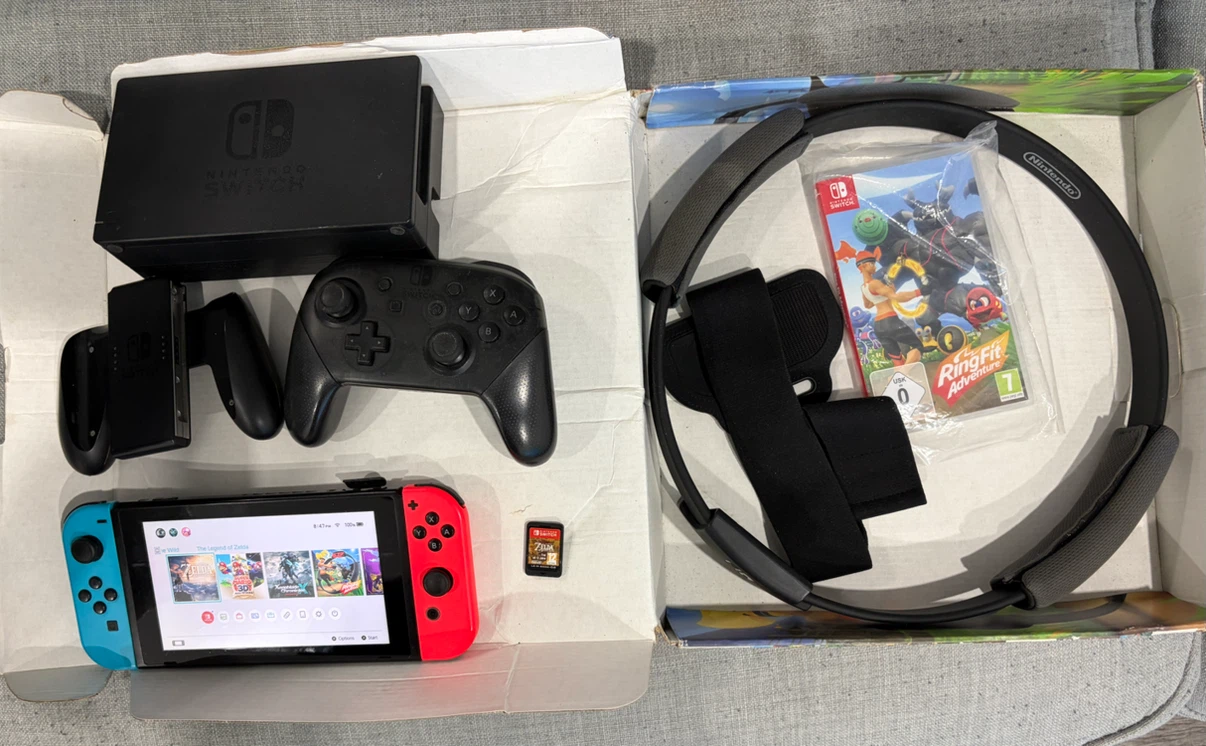 Nintendo Switch Console, Ring Fit, Pro controller and Zelda BOTW - photo 2