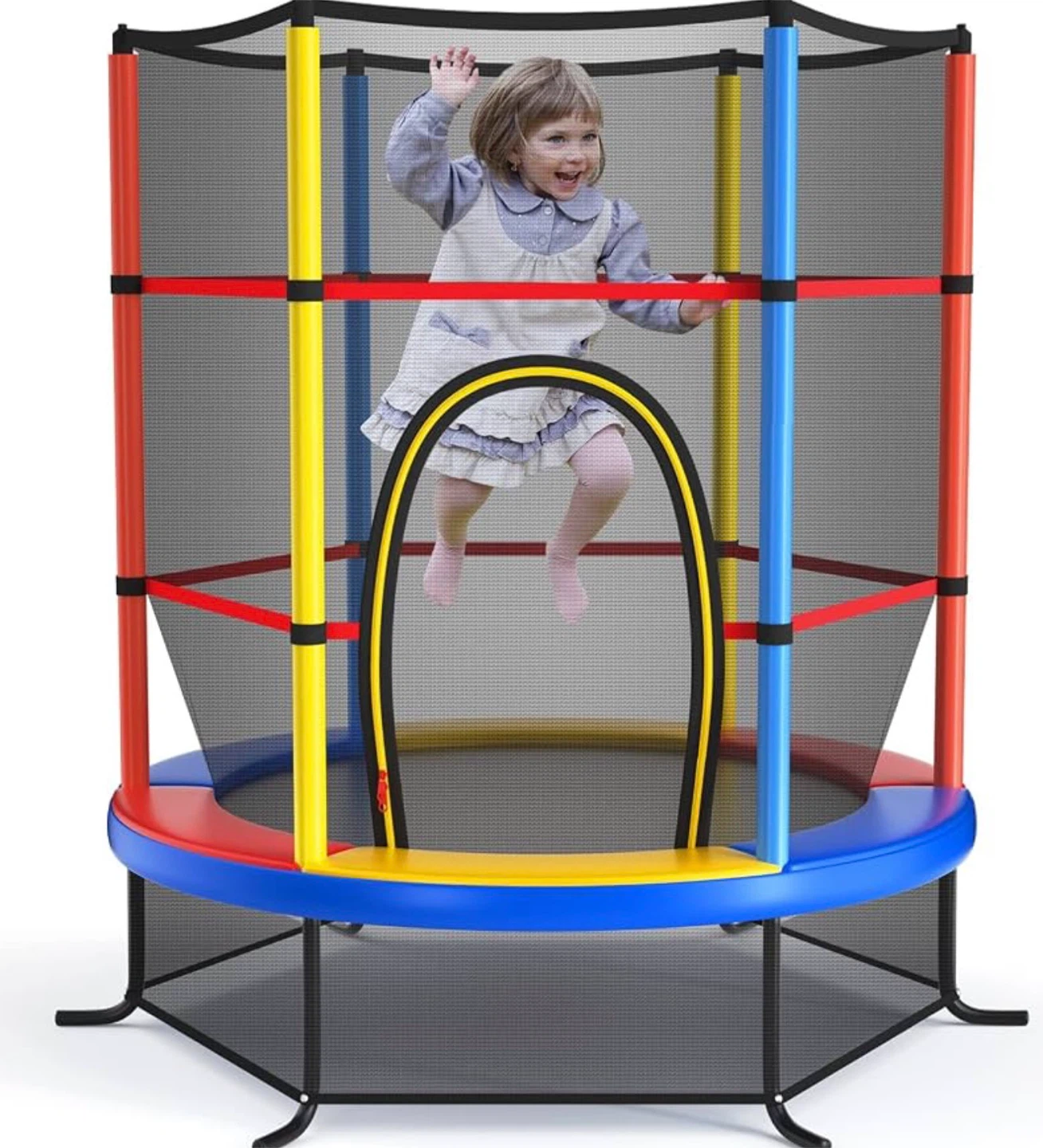 Outsunny Kids Trampoline with Safety Enclosure Net