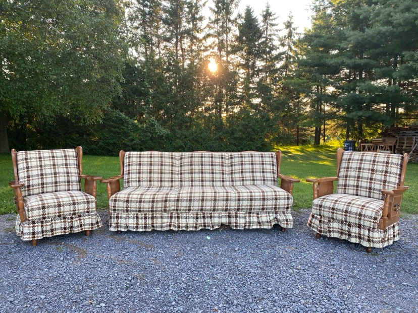 Vintage Maple Sofa Bed & Armchair Set (CAN DELIVER)