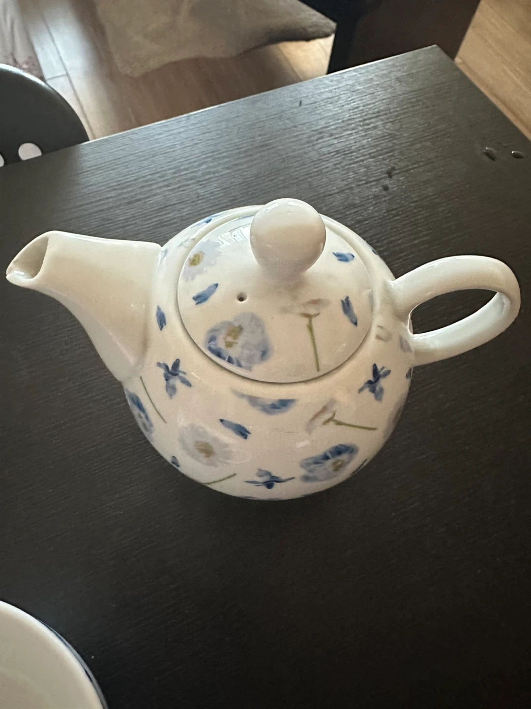 Teapot and Cup Set with Blue Floral Design