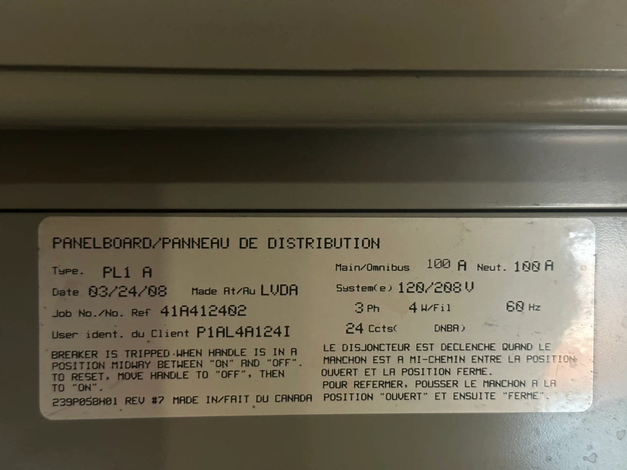 Cutler-Hammer Panelboard PL1A