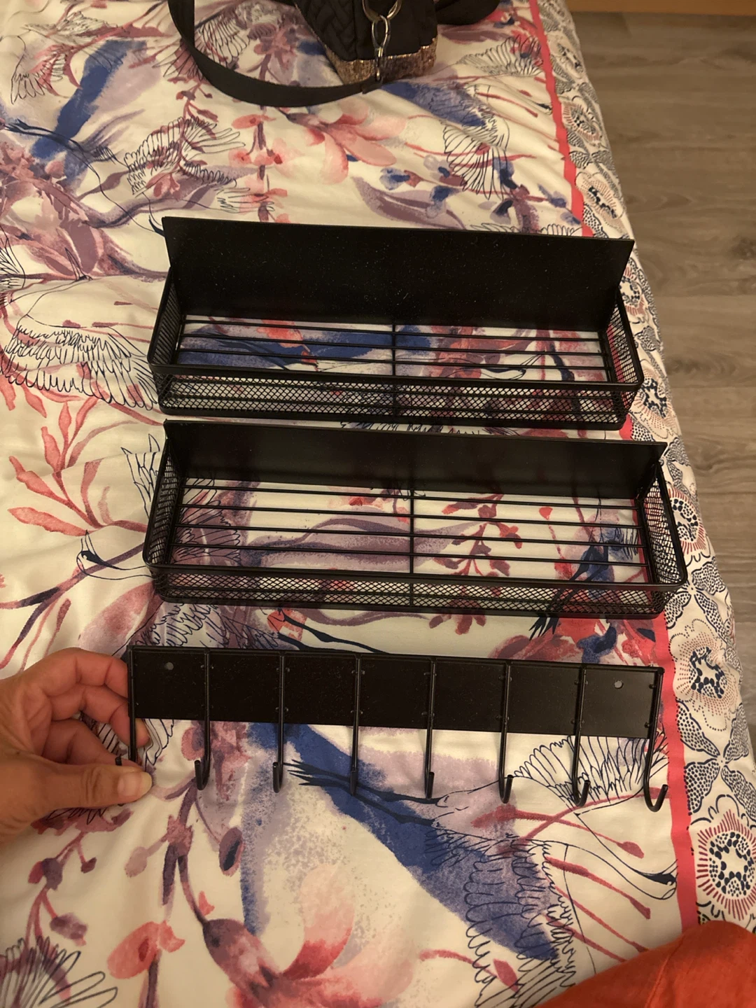Black Metal Wall Organizer with Hooks