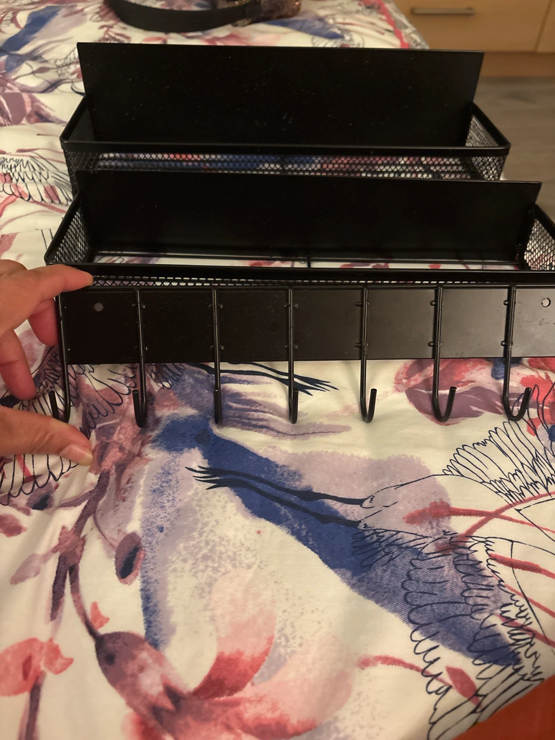 Black Metal Wall Organizer with Hooks - photo 3
