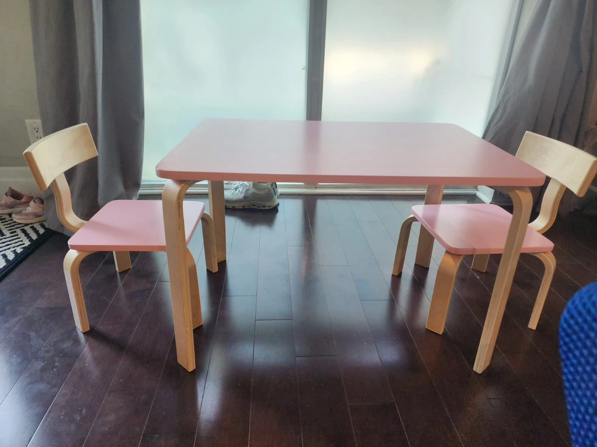 Kids Pink Table and Chairs Set - photo 2