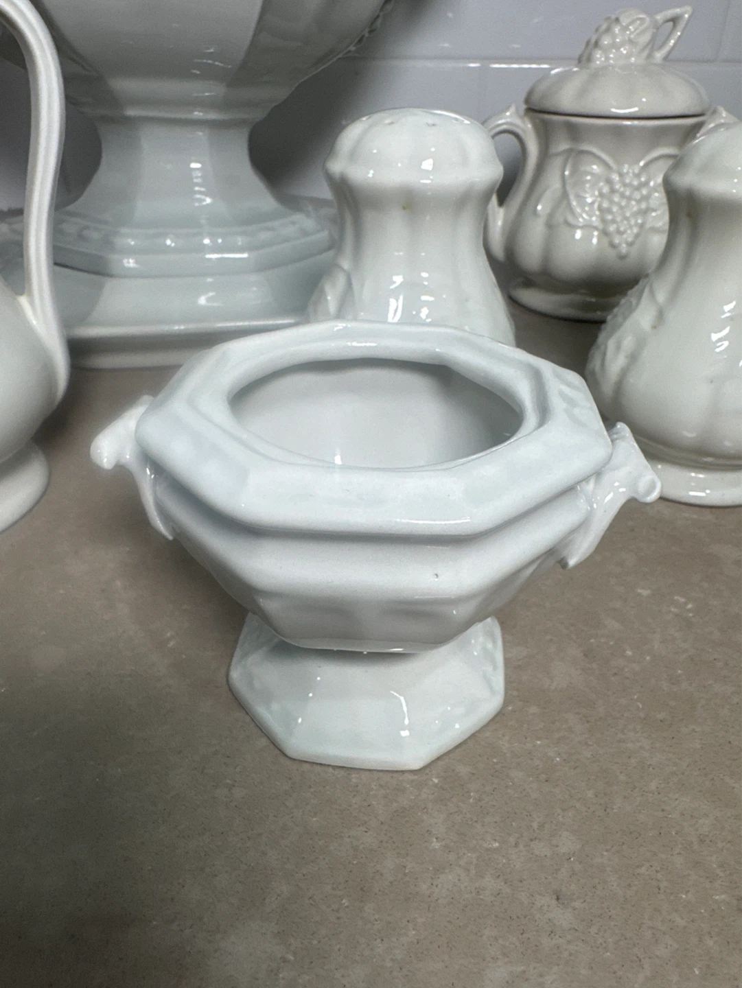 White Ceramic Pitcher with Grapevine Design - photo 3