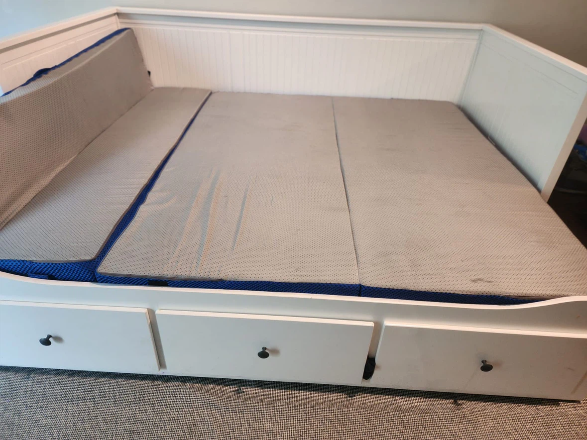 White Sofa Cum Bed with Drawers and Memory Foam Sealy Mattress - photo 2