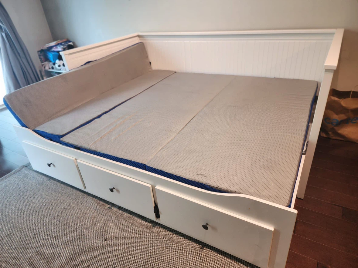 White Sofa Cum Bed with Drawers and Memory Foam Sealy Mattress - photo 4