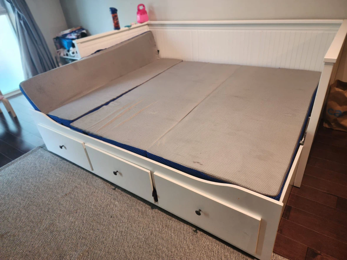 White Sofa Cum Bed with Drawers and Memory Foam Sealy Mattress - photo 5