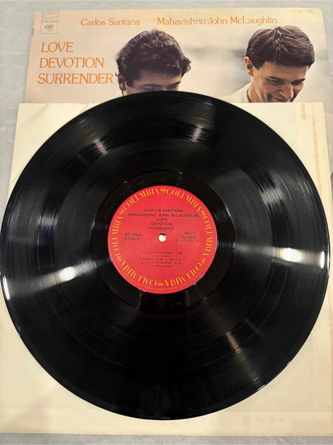 Vintage Carlos Santana & Mahavishnu John McLaughlin Vinyl Record
