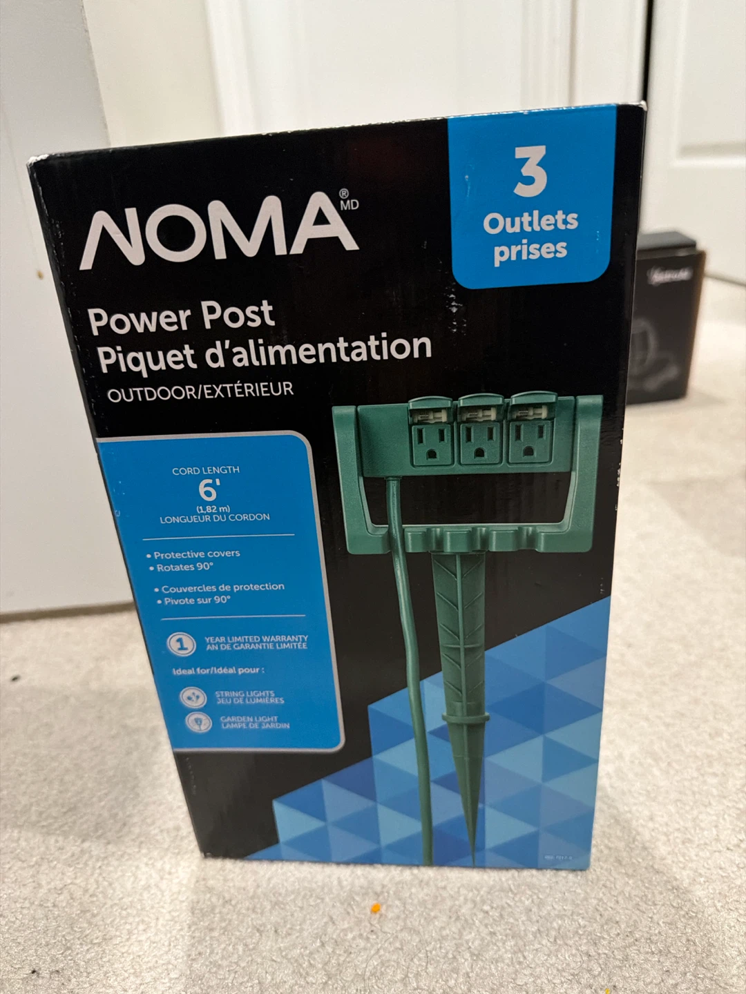 Noma Power Post Outdoor 3-Outlet Extender with 6' Cord