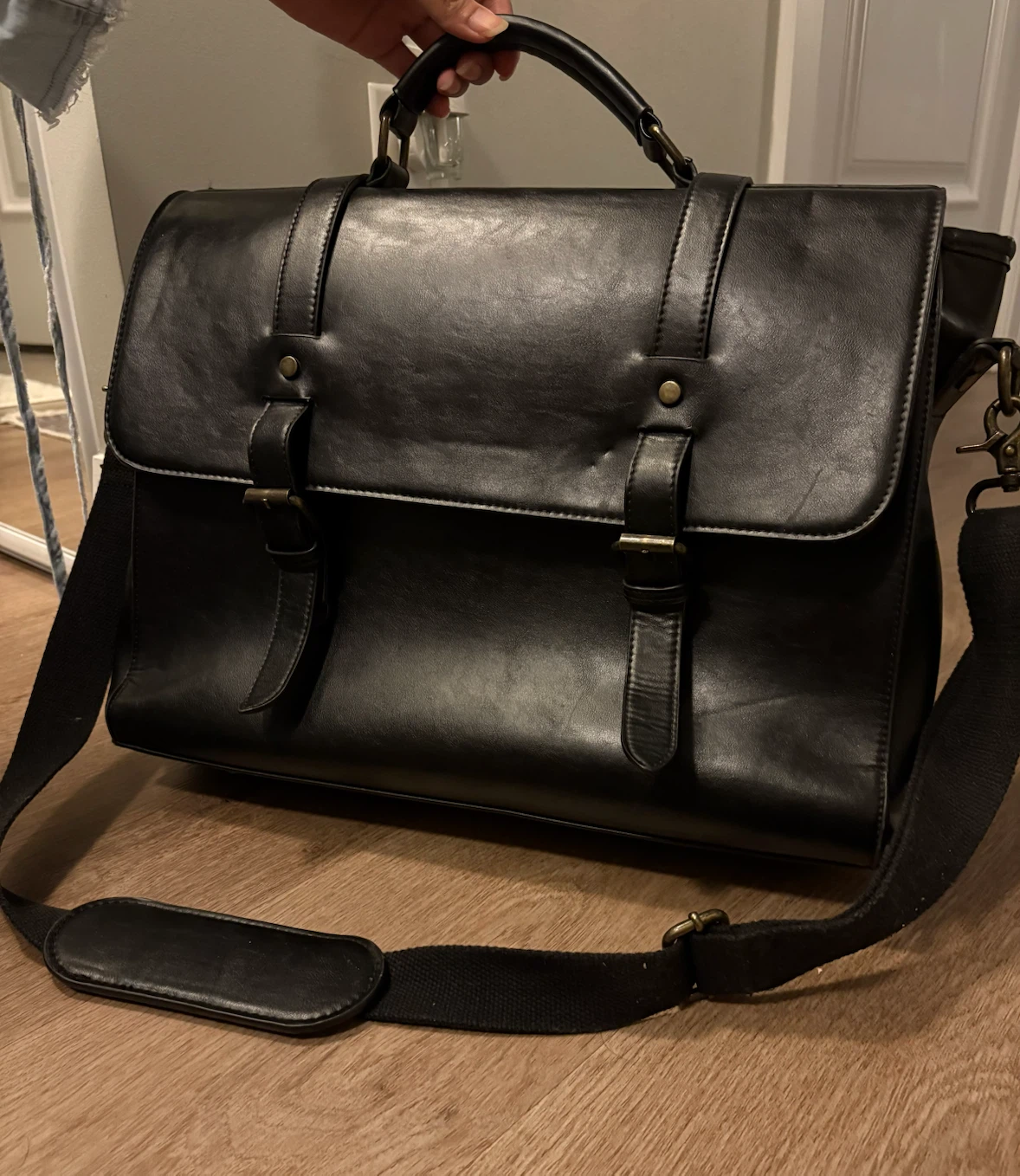 Black Briefcase with Shoulder Strap