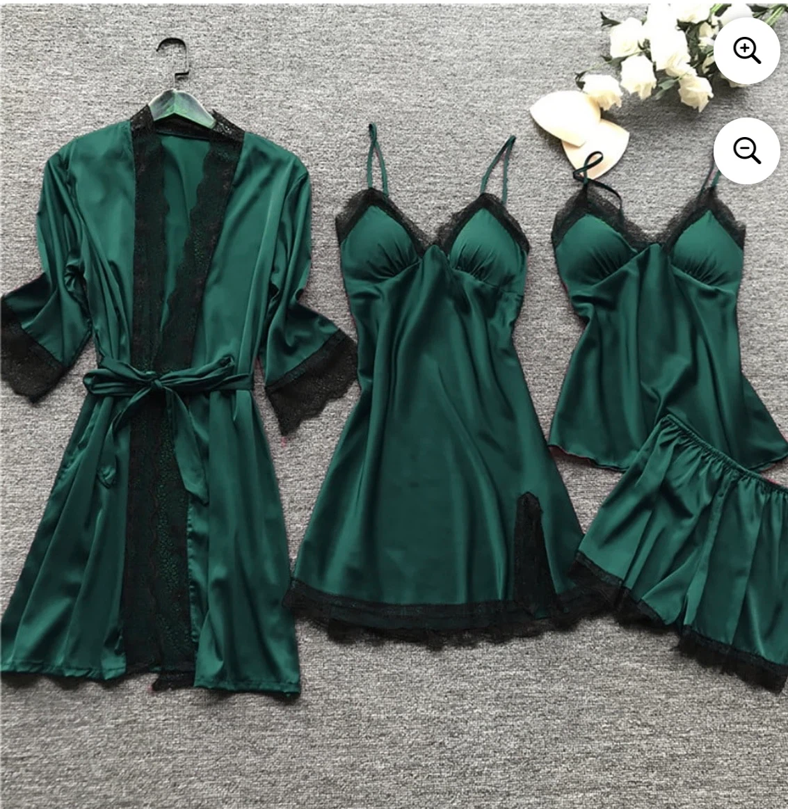 Women's Satin Robe and Lingerie Set
