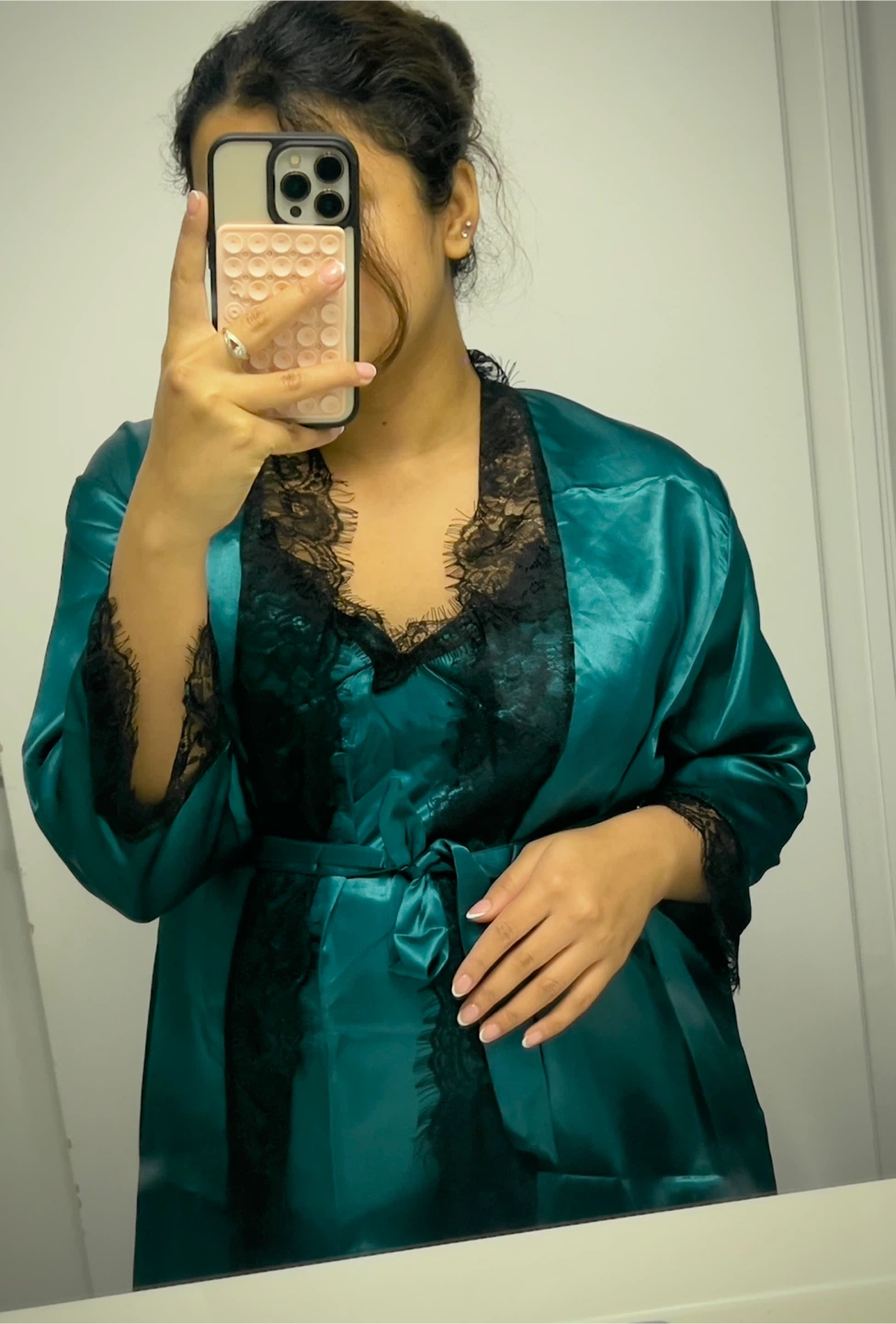 Women's Satin Robe and Lingerie Set - photo 2