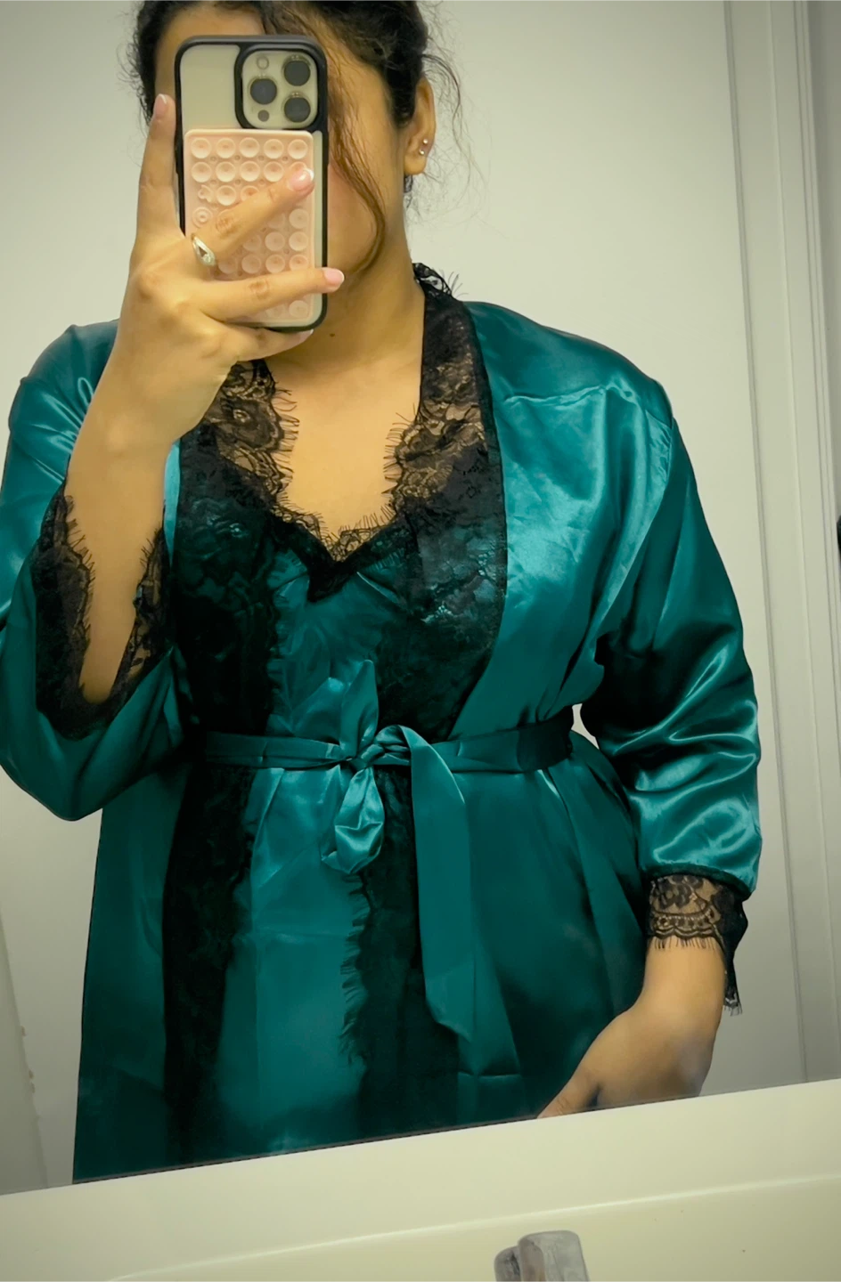 Women's Satin Robe and Lingerie Set - photo 3