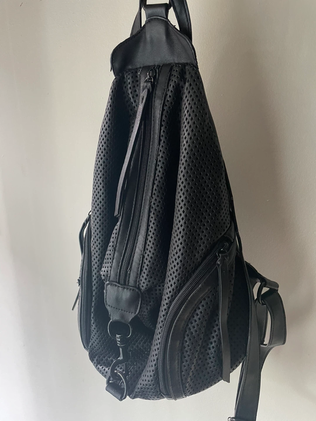 Kate & Alex Cuffaro Black Perforated Sling Backpack