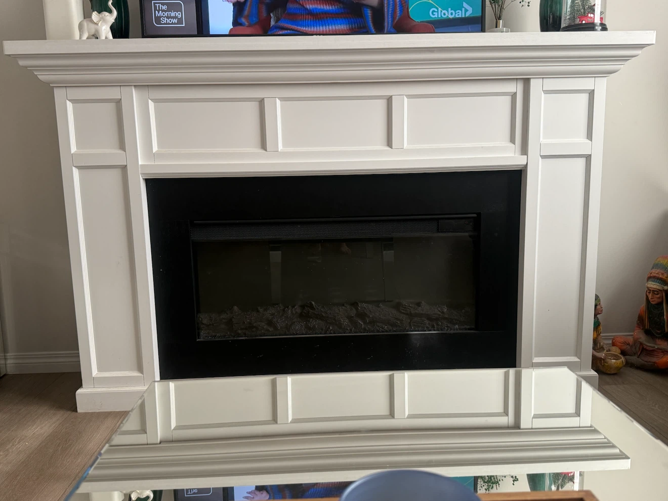White Electric Fireplace Mantel