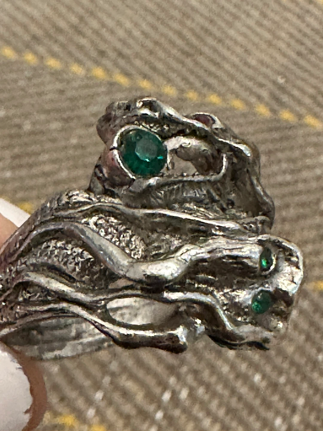 Silver Dragon Ring with Gemstones