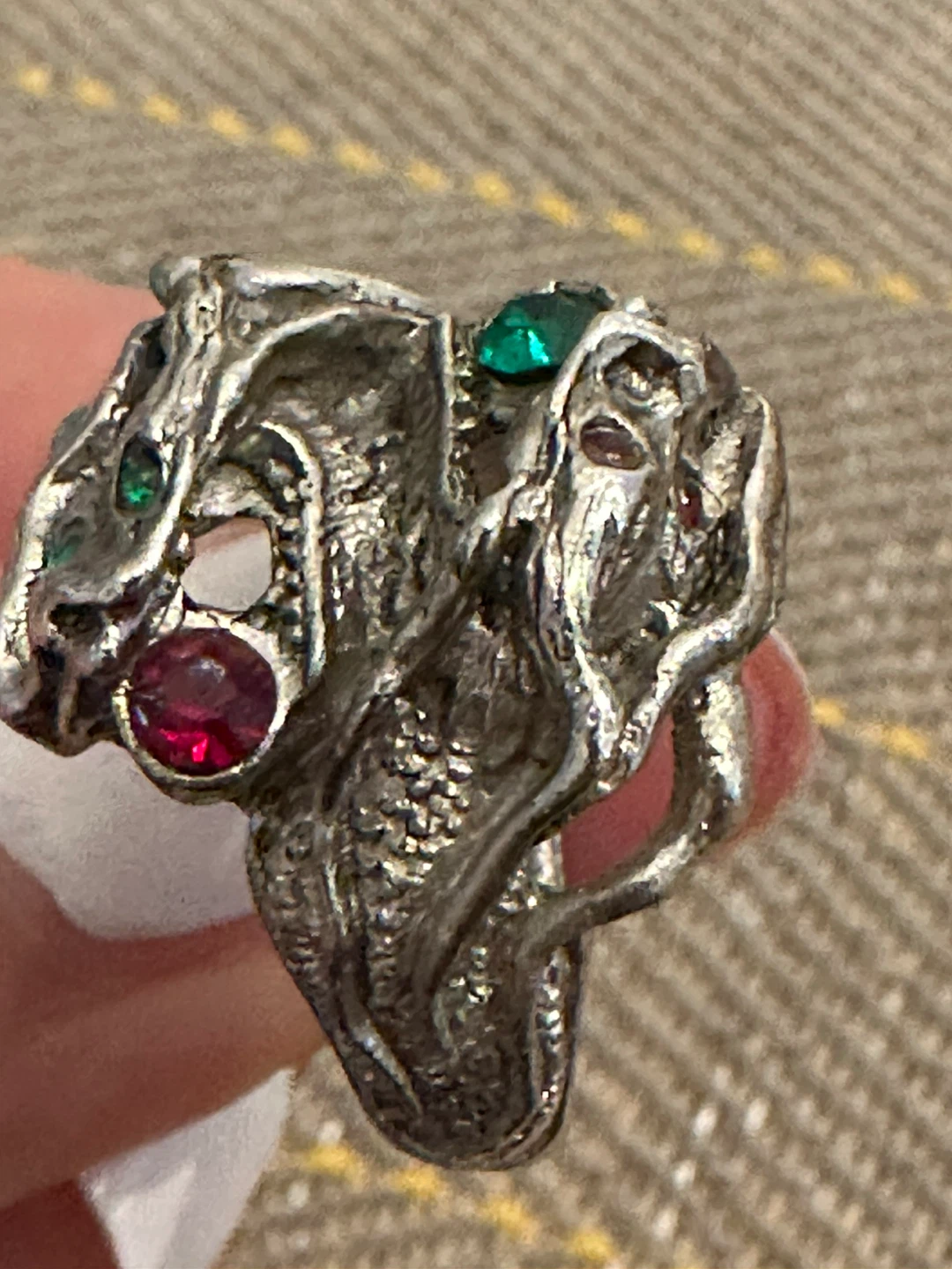 Silver Dragon Ring with Gemstones - photo 2