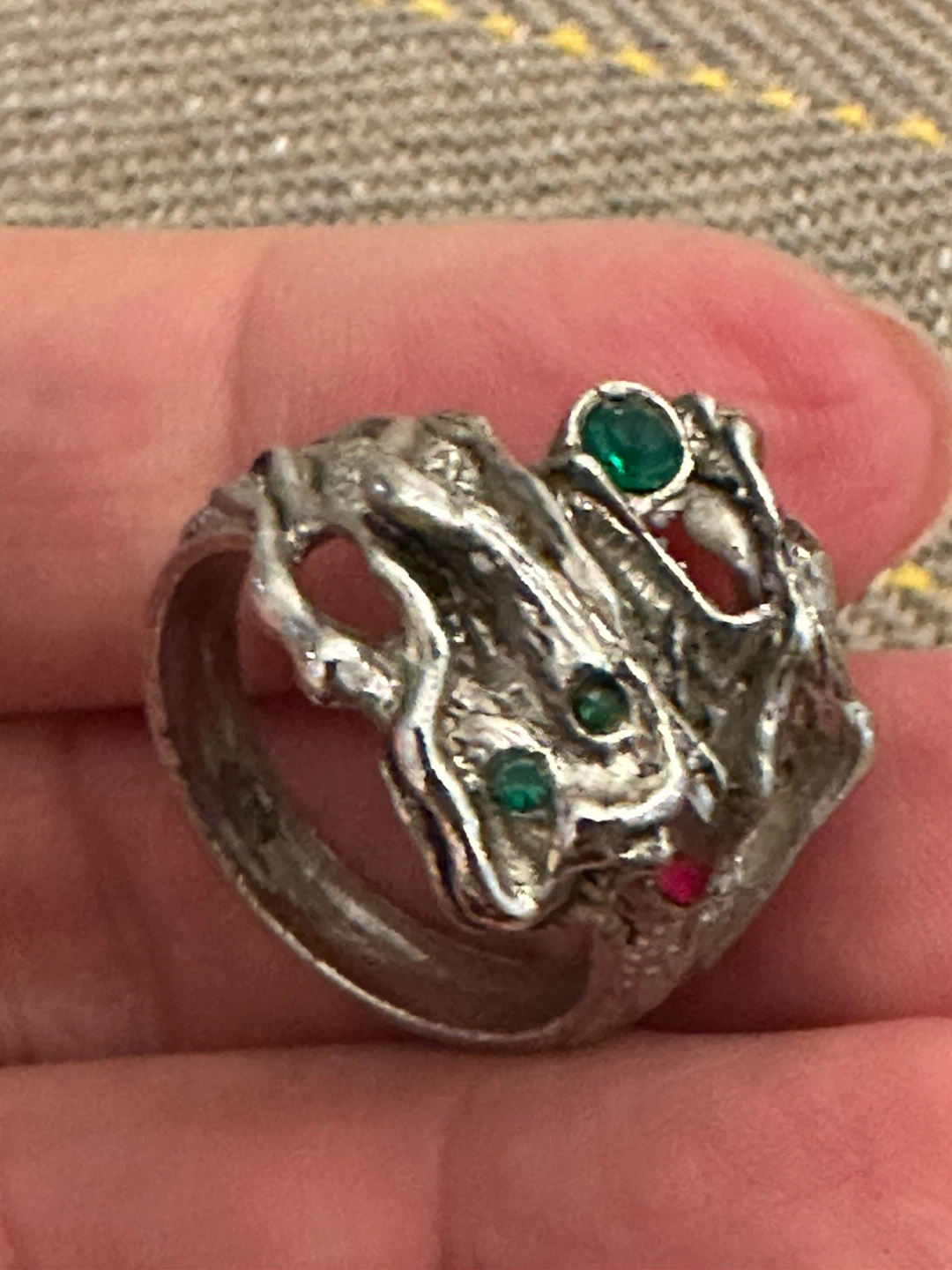 Silver Dragon Ring with Gemstones - photo 3