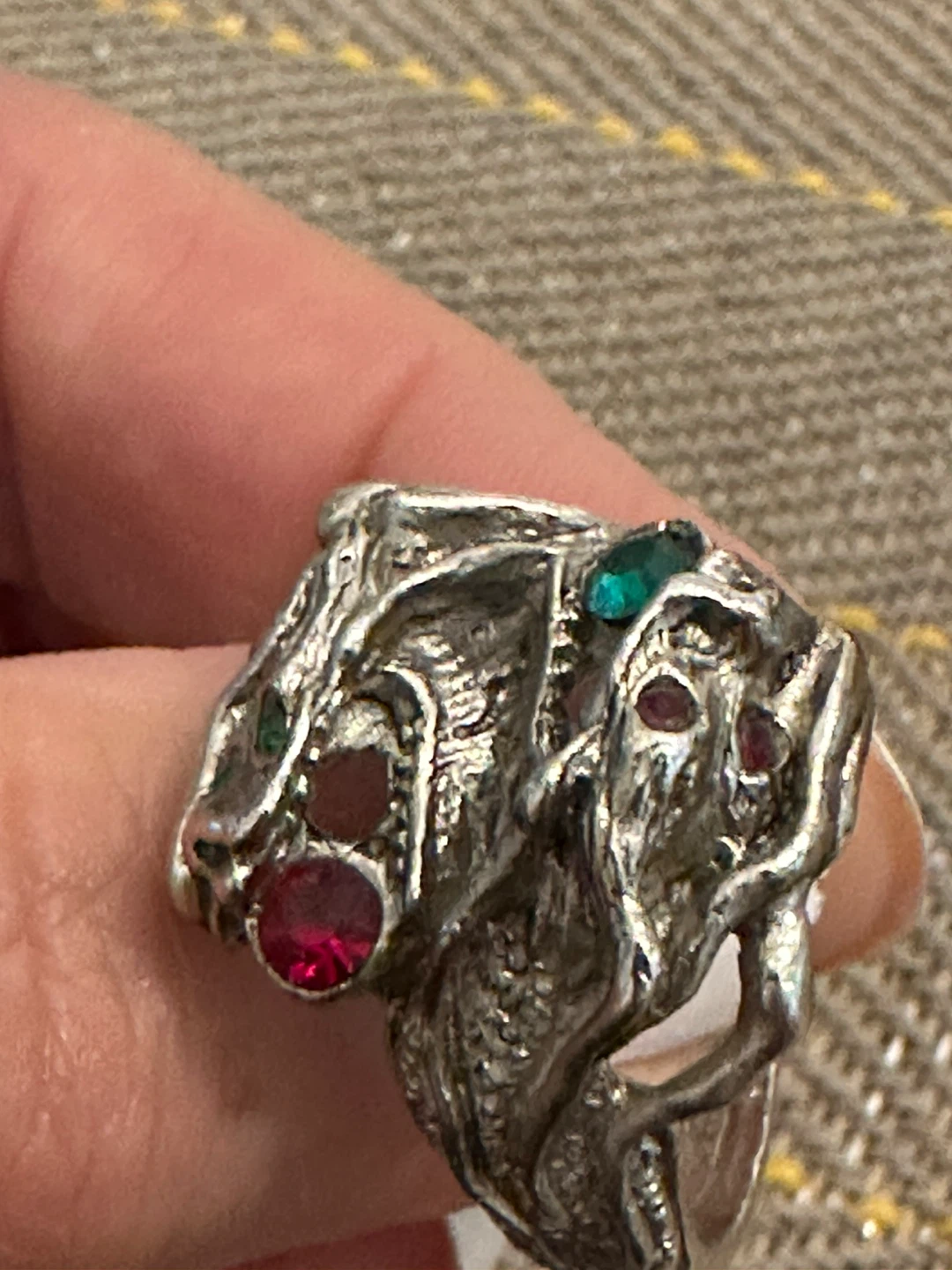 Silver Dragon Ring with Gemstones - photo 4