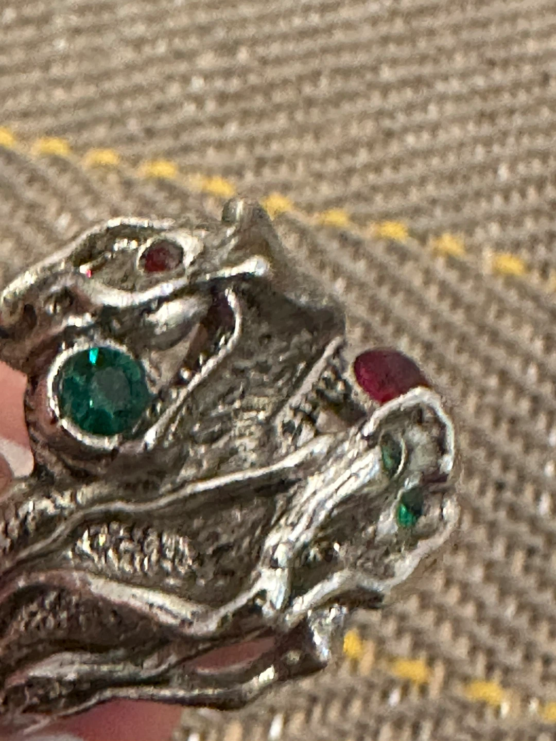 Silver Dragon Ring with Gemstones - photo 5